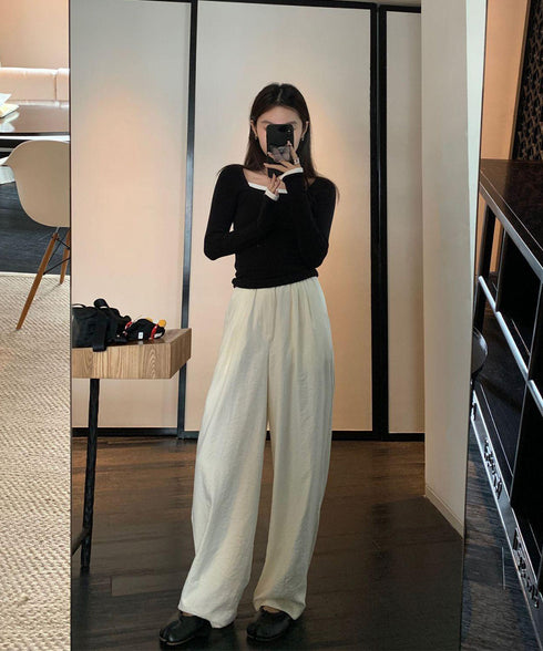 ワイドパンツ ハイウエスト レディース ロングパンツ 楽ちんパンツ 薄手 シワ感 美脚脚長 ゆったり 着やせ ベーシック おしゃれ お出かけ オフィス 99FZFZ-041