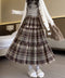 フレアスカート Aライン チェック柄秋冬 レディーススカート ハイウエスト 細見え 大人可愛い きれいめ フェミニン カジュアル クラシック 通勤 デート レトロ 99FZFZ-042