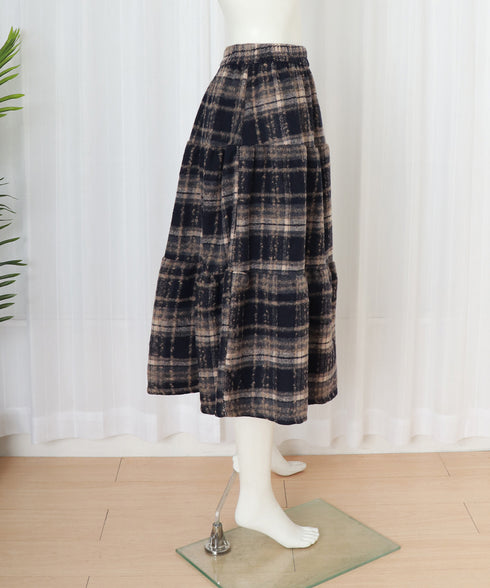 フレアスカート Aライン チェック柄秋冬 レディーススカート ハイウエスト 細見え 大人可愛い きれいめ フェミニン カジュアル クラシック 通勤 デート レトロ 99FZFZ-042