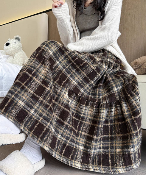 フレアスカート Aライン チェック柄秋冬 レディーススカート ハイウエスト 細見え 大人可愛い きれいめ フェミニン カジュアル クラシック 通勤 デート レトロ 99FZFZ-042