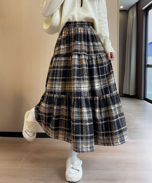 フレアスカート Aライン チェック柄秋冬 レディーススカート ハイウエスト 細見え 大人可愛い きれいめ フェミニン カジュアル クラシック 通勤 デート レトロ 99FZFZ-042