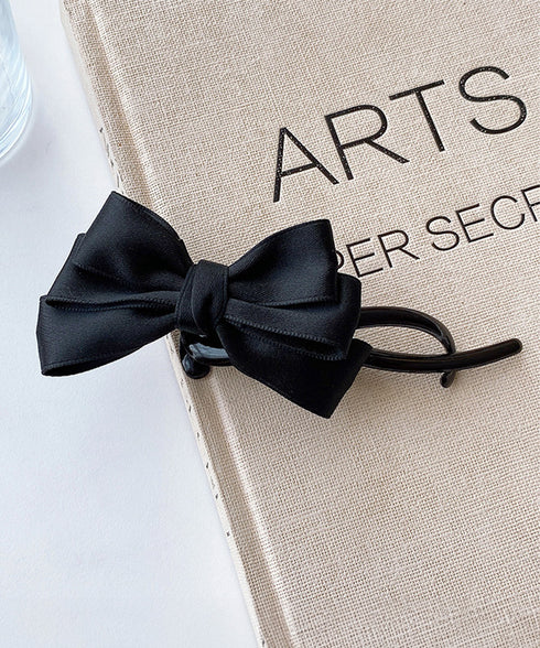 バナナクリップ リボン ヘアクリップ 黒 ヘアアクセサリー バンスクリップ 髪留め ヘアアレンジ まとめ髪 簡単 髪飾り 大人可愛い きれいめ 二次会 演奏会 99FZL-001