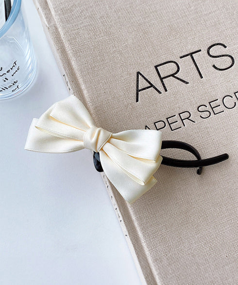 バナナクリップ リボン ヘアクリップ 黒 ヘアアクセサリー バンスクリップ 髪留め ヘアアレンジ まとめ髪 簡単 髪飾り 大人可愛い きれいめ 二次会 演奏会 99FZL-001