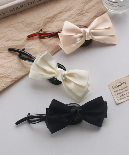 バナナクリップ リボン ヘアクリップ 黒 ヘアアクセサリー バンスクリップ 髪留め ヘアアレンジ まとめ髪 簡単 髪飾り 大人可愛い きれいめ 二次会 演奏会 99FZL-001
