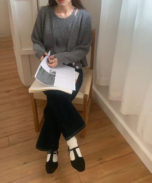 ニットトップス レディース 2点セット ニットカーディガン ニットキャミソール 肌見せ 無地 ボタン おしゃれ きれいめ 大人 フェミニン カジュアル 99GLT-002