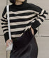 ニットトップス レディース ボーダー セーター プルオーバー クルーネック サイドスリット 着やせ 着回し 大人 可愛い カジュアル お洒落 春秋 99GLT-005