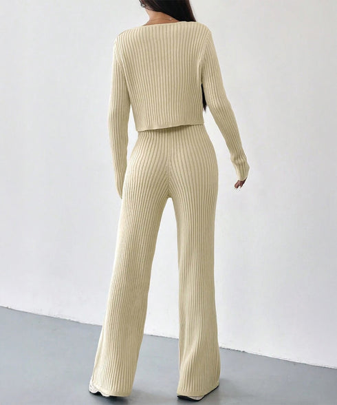 ニットセットアップ トップス パンツ レディース ニットカーディガン ストレッチパンツ ハイウエスト 編み ゆったり オルチャン お洒落 オフィスカジュアル 99GLT-009