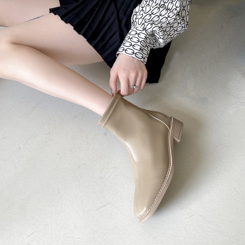 ショートブーツ フルジップブーツ 美脚 ブーツ ブーティー 合皮 歩きやすい ショート丈 秋冬 ワークブーツ ローヒール カジュアル 人気新作 スクエアトゥ 99GYXC-019