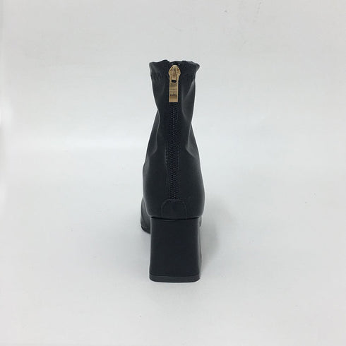 ショートブーツ スクエアトゥ 秋冬 きれい 上品 カジュアル 大人 合皮 エコレザー 韓国 太ヒール 歩きやすい ショート丈 シンプル 99GYXC-030
