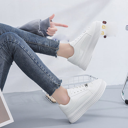厚底スニーカー レディース ローカット 韓国ファッション 靴 美脚シューズ ボリューム 歩きやすい カジュアル ウォーキング 通学 旅行 おしゃれ ホワイト 99GYXC-033