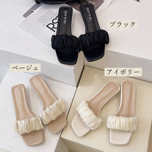 ミュール レディース クリアヒール 春夏 サンダル 透明 チュール 太ヒール らくちん 痛くない トレンド かわいい オシャレ オルチャン 99GYXC-036