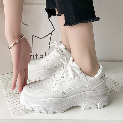 厚底スニーカー レディース ローカット ダッドシューズ 厚底ソール ベーシック ボリュームシューズ 歩きやすい 疲れない カジュアル スポーツ運動 通学くつ 99GYXC-043