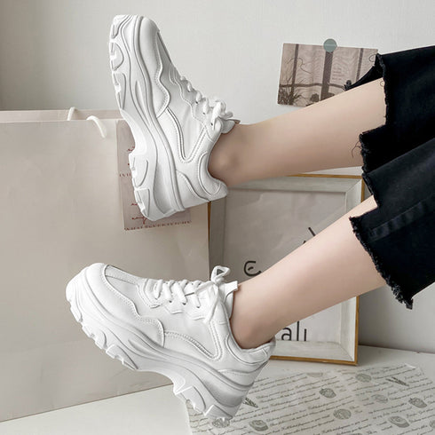 厚底スニーカー レディース ローカット ダッドシューズ 厚底ソール ベーシック ボリュームシューズ 歩きやすい 疲れない カジュアル スポーツ運動 通学くつ 99GYXC-043