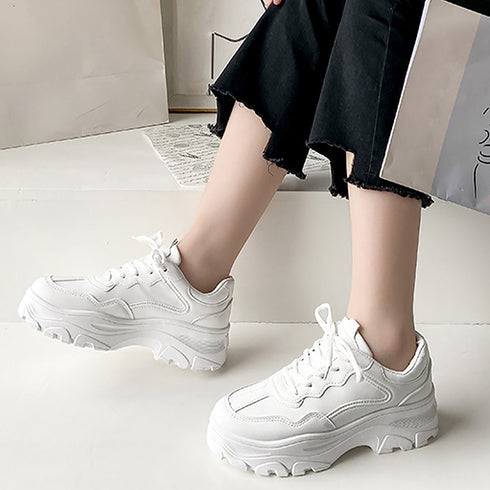 厚底スニーカー レディース ローカット ダッドシューズ 厚底ソール ベーシック ボリュームシューズ 歩きやすい 疲れない カジュアル スポーツ運動 通学くつ 99GYXC-043