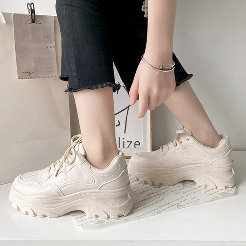 厚底スニーカー レディース ローカット ダッドシューズ 厚底ソール ベーシック ボリュームシューズ 歩きやすい 疲れない カジュアル スポーツ運動 通学くつ 99GYXC-043