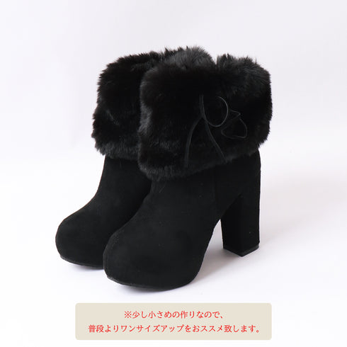 ファーブーツ ブーティー 太ヒール 韓国 レディースブーツ 10cm チャンキーヒール靴 あったか 疲れにくい 秋冬 カジュアル 履きやすいブーツ おしゃれくつ 99GYXC-045