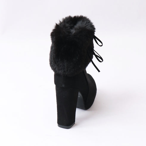 ファーブーツ ブーティー 太ヒール 韓国 レディースブーツ 10cm チャンキーヒール靴 あったか 疲れにくい 秋冬 カジュアル 履きやすいブーツ おしゃれくつ 99GYXC-045