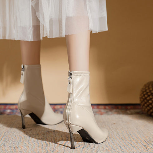 ハイヒールブーツ 裏起毛 レディース韓国 ポインテッドトゥ ショートブーツ 上品大人 おしゃれ くつ 美脚ブーツ 歩きやすい カジュアル 秋冬 履きやすいシューズ 99GYXC-047