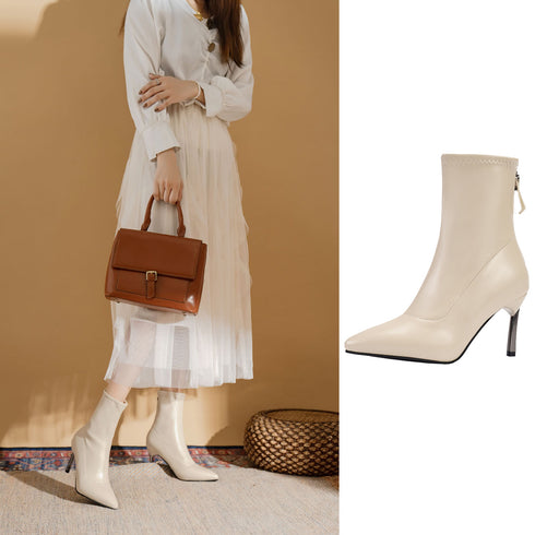 ハイヒールブーツ 裏起毛 レディース韓国 ポインテッドトゥ ショートブーツ 上品大人 おしゃれ くつ 美脚ブーツ 歩きやすい カジュアル 秋冬 履きやすいシューズ 99GYXC-047