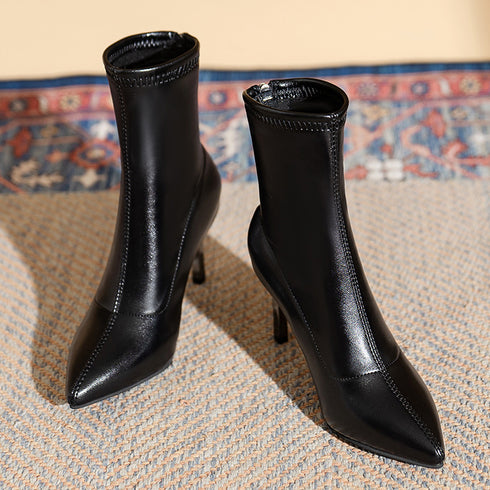 ハイヒールブーツ 裏起毛 レディース韓国 ポインテッドトゥ ショートブーツ 上品大人 おしゃれ くつ 美脚ブーツ 歩きやすい カジュアル 秋冬 履きやすいシューズ 99GYXC-047