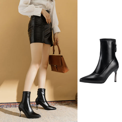 ハイヒールブーツ 裏起毛 レディース韓国 ポインテッドトゥ ショートブーツ 上品大人 おしゃれ くつ 美脚ブーツ 歩きやすい カジュアル 秋冬 履きやすいシューズ 99GYXC-047