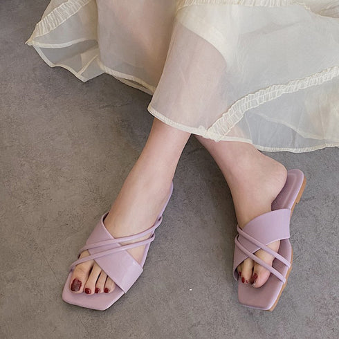 フラットサンダル 美脚 スリッパ 夏 レディース ぺたんこ クロスストラップ リゾート風 疲れない 歩きやすい 人気 カジュアル お洒落 コンフォート 韓国 99GYXC-048