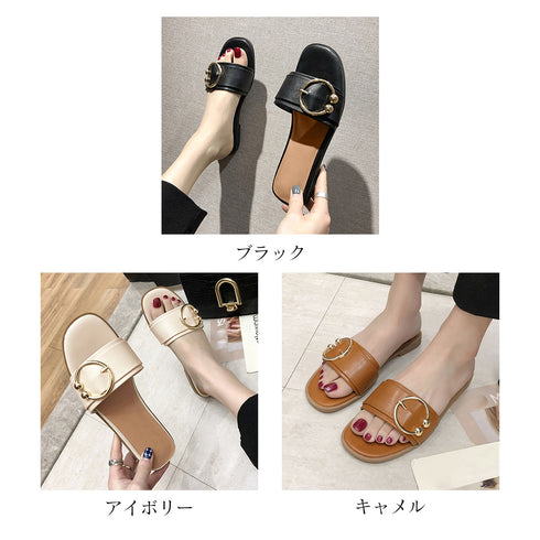 サンダル ミュールサンダル ローヒール夏 レディース スリッパサンダル 韓国 歩きやすい 美脚 シンプル カジュアル おしゃれ リゾート ビーチサンダル 靴 99GYXC-049