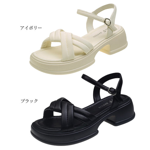 厚底サンダル 美脚 レディース 韓国 夏 サマーサンダル 厚底ソール ボリューム 太ヒール クロスストラップ 歩きやすい 疲れない 人気 カジュアル 大人可愛い靴 99GYXC-050