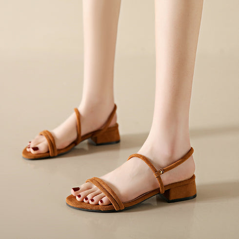 ストラップサンダル 2way 美脚 韓国 レディース サマーサンダル スエード調 太ヒール 歩きやすい カジュアル おしゃれ 女子カワイイ 大人夏コーデ 靴 99GYXC-051