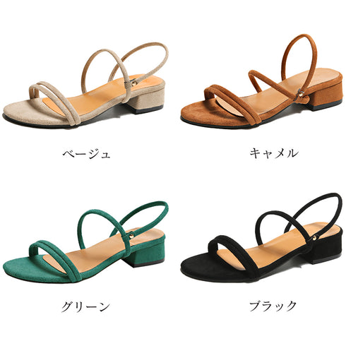 ストラップサンダル 2way 美脚 韓国 レディース サマーサンダル スエード調 太ヒール 歩きやすい カジュアル おしゃれ 女子カワイイ 大人夏コーデ 靴 99GYXC-051