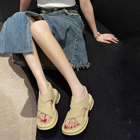 厚底サンダル クロスベルト 美脚 韓国夏 レディース クロスサンダル ビーチサンダル 歩きやすい 脱げない カジュアル 女子 カワイイ おしゃれ 旅行リゾートくつ 99GYXC-053