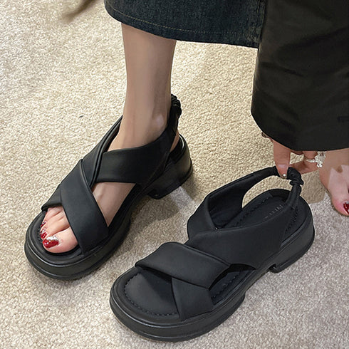 厚底サンダル クロスベルト 美脚 韓国夏 レディース クロスサンダル ビーチサンダル 歩きやすい 脱げない カジュアル 女子 カワイイ おしゃれ 旅行リゾートくつ 99GYXC-053