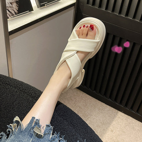 厚底サンダル クロスベルト 美脚 韓国夏 レディース クロスサンダル ビーチサンダル 歩きやすい 脱げない カジュアル 女子 カワイイ おしゃれ 旅行リゾートくつ 99GYXC-053
