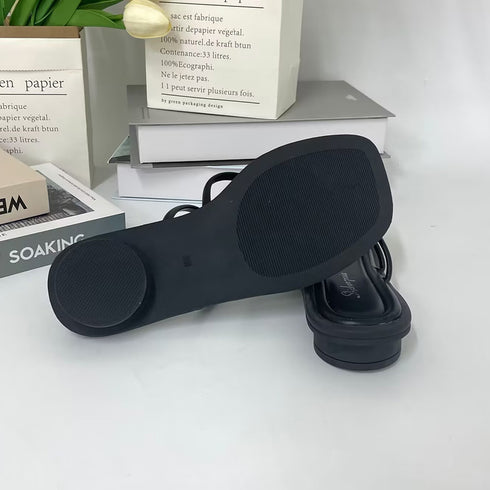 トングサンダル ローヒール ストラップ夏 レディース 韓国風 ミュール ビーチサンダル 親指リング スクエアトゥ靴 歩きやすい 大人可愛い おしゃれ きれいめ 99GYXC-055