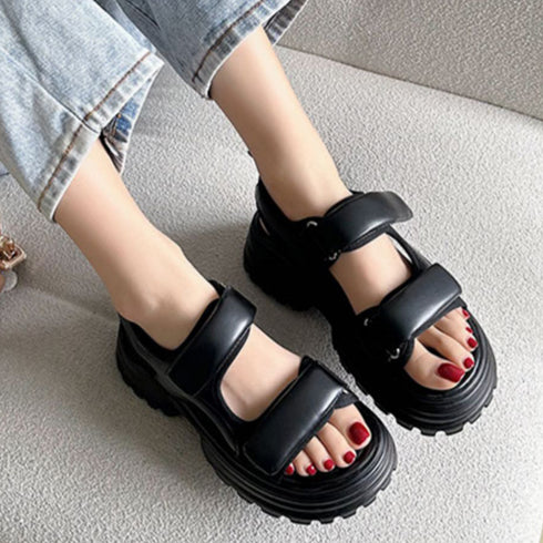 厚底サンダル スポーツサンダル 美脚 夏 レディース 韓国 ベルクロ スポサン 走れる ベルトサンダル 5cmヒール 歩きやすい おしゃれ アウトドア 旅行 靴 99GYXC-056