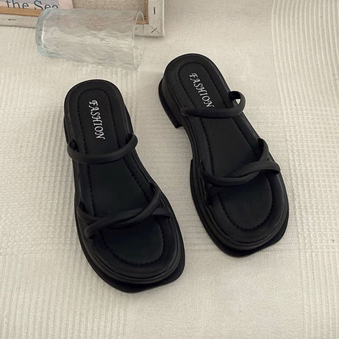 厚底サンダル ミュールサンダル 美脚 夏 レディース ボリュームソール ビーチサンダル クロス ストラップ 歩きやすい カジュアル おしゃれ 大人可愛い 99GYXC-058