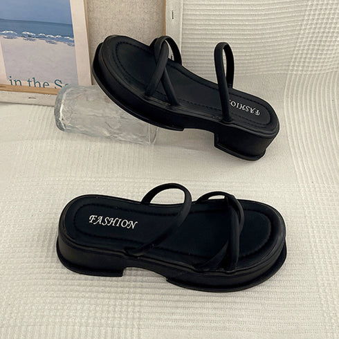 厚底サンダル ミュールサンダル 美脚 夏 レディース ボリュームソール ビーチサンダル クロス ストラップ 歩きやすい カジュアル おしゃれ 大人可愛い 99GYXC-058