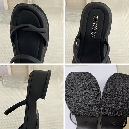 厚底サンダル ミュールサンダル 美脚 夏 レディース ボリュームソール ビーチサンダル クロス ストラップ 歩きやすい カジュアル おしゃれ 大人可愛い 99GYXC-058