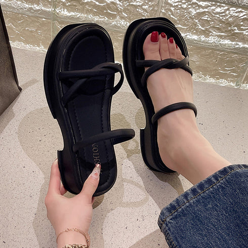 厚底サンダル ミュールサンダル 美脚 夏 レディース ボリュームソール ビーチサンダル クロス ストラップ 歩きやすい カジュアル おしゃれ 大人可愛い 99GYXC-058