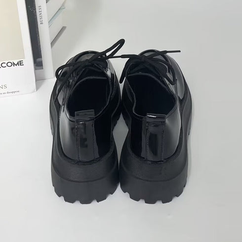 ドレスシューズ レディース 厚底靴 レザーシューズ 編み上げ 歩きやすい カジュアル 通勤通学 クラシック オルチャン マニッシュ 99GYXC-060