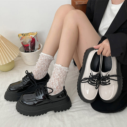 ドレスシューズ レディース 厚底靴 レザーシューズ 編み上げ 歩きやすい カジュアル 通勤通学 クラシック オルチャン マニッシュ 99GYXC-060