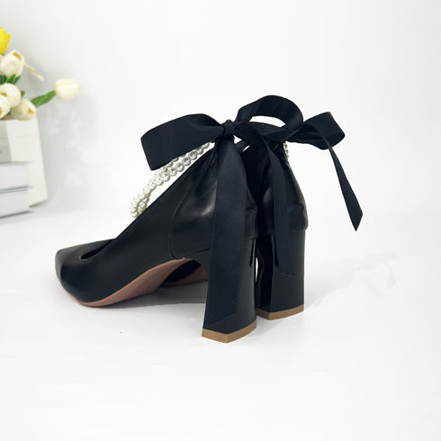 パンプス ハイヒール アンクルストラップ レディースシューズ 太ヒール靴 ポインテッドトゥ チャンキーヒール 歩きやすい 通勤OL オフィスカジュアル 韓国 99GYXC-061