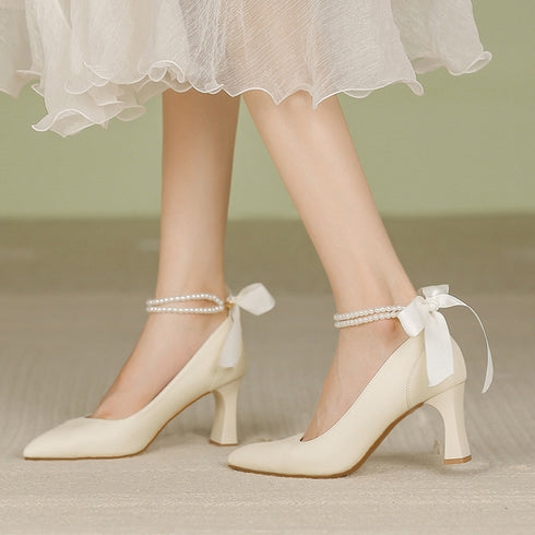 パンプス ハイヒール アンクルストラップ レディースシューズ 太ヒール靴 ポインテッドトゥ チャンキーヒール 歩きやすい 通勤OL オフィスカジュアル 韓国 99GYXC-061