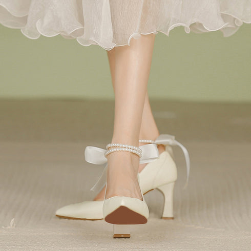 パンプス ハイヒール アンクルストラップ レディースシューズ 太ヒール靴 ポインテッドトゥ チャンキーヒール 歩きやすい 通勤OL オフィスカジュアル 韓国 99GYXC-061