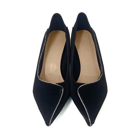 パンプス ポインテッドトゥ かかと踏める レディース ミドルヒール ラインストーン きれいめ フェミニン大人 オフィス 結婚式 痛くない歩きやすい お洒落 美脚 99GYXC-062