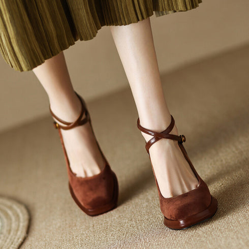 パンプス スエード調 ヒール 美脚 華奢 レディース靴 ハイヒール スクエアトゥ PUレザー フェミニン きれいめ 歩きやすい 痛くない 大人 上品 99GYXC-064