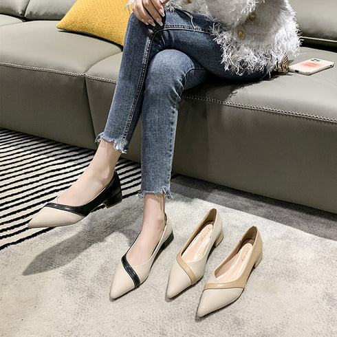 パンプス ポインテッドトゥ 配色 韓国 レディースシューズ ローヒールパンプス オフィスカジュアル 歩きやすい 大人美脚 通勤 OL パーティー おしゃれ靴 99GYXC-065