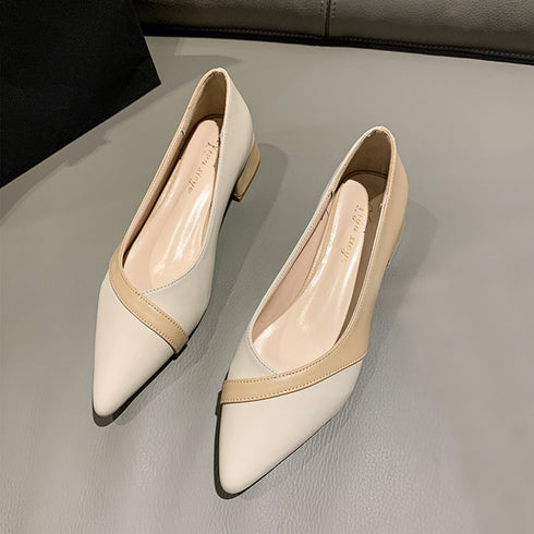 パンプス ポインテッドトゥ 配色 韓国 レディースシューズ ローヒールパンプス オフィスカジュアル 歩きやすい 大人美脚 通勤 OL パーティー おしゃれ靴 99GYXC-065