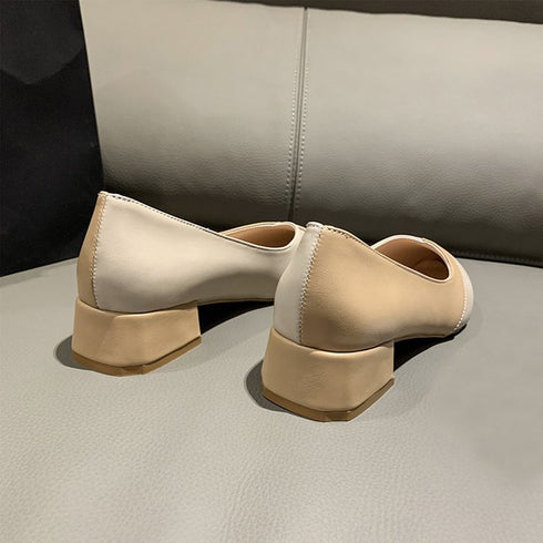 パンプス ポインテッドトゥ 配色 韓国 レディースシューズ ローヒールパンプス オフィスカジュアル 歩きやすい 大人美脚 通勤 OL パーティー おしゃれ靴 99GYXC-065