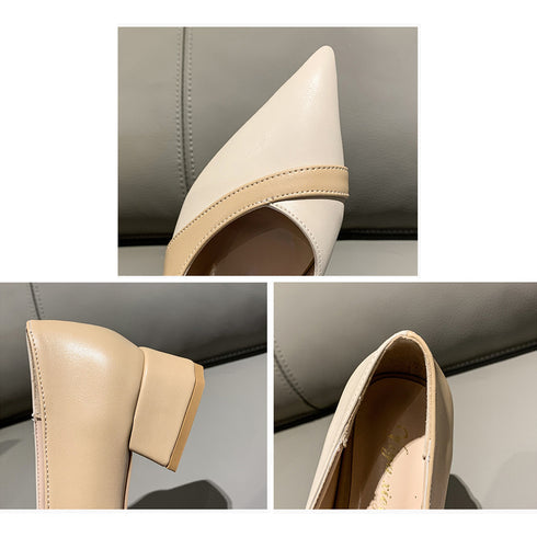 パンプス ポインテッドトゥ 配色 韓国 レディースシューズ ローヒールパンプス オフィスカジュアル 歩きやすい 大人美脚 通勤 OL パーティー おしゃれ靴 99GYXC-065
